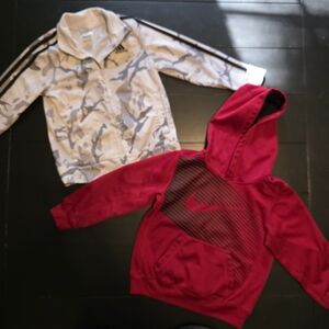Adidas Red and White Kids Hoodie and Jacket Set